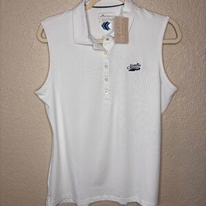 Peter Millar White Sleeveless Golf Performance Polo Women's Size Large
